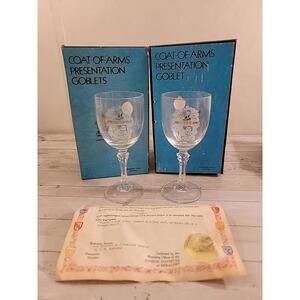 CERAOLO Genuine Lead Crystal Coat-Of-Arms Presentation Goblets Wedding Toasts